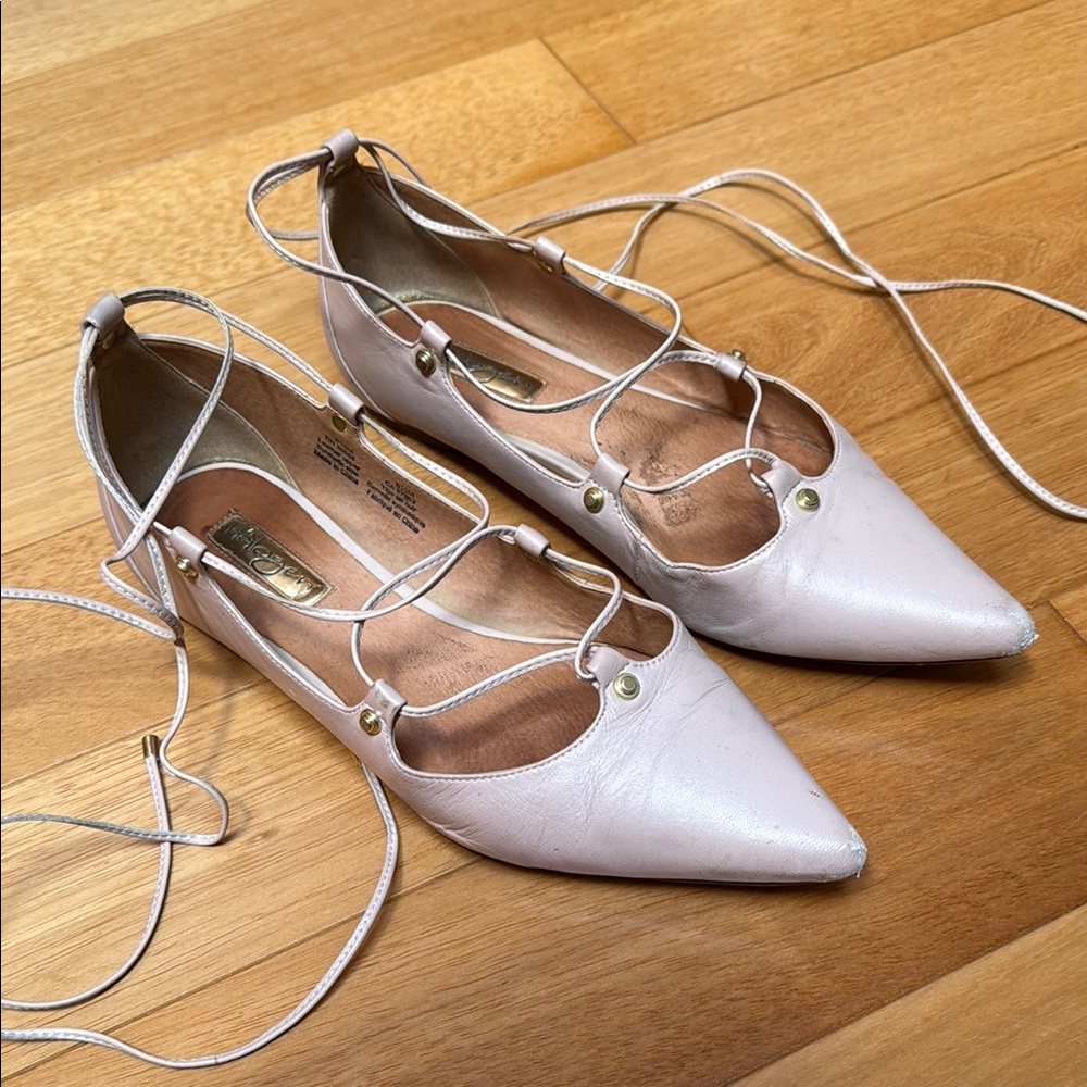 Halogen Pink Rose Lace-Up Women's Ballet Flats 8.5